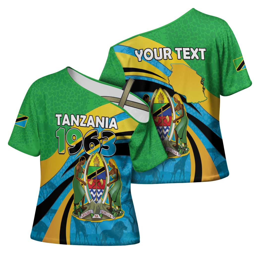 Personalized Tanzania 1963 Cross Shoulder Shirt Happy Independence Day - Wonder Print Shop