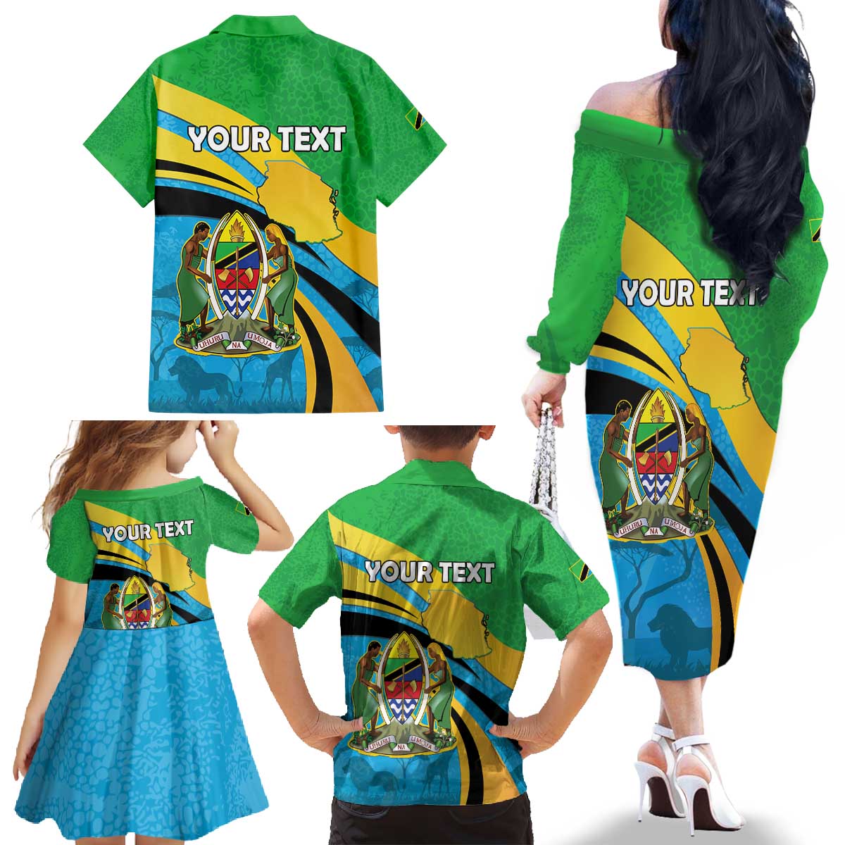 Personalized Tanzania 1963 Family Matching Off The Shoulder Long Sleeve Dress and Hawaiian Shirt Happy Independence Day - Wonder Print Shop