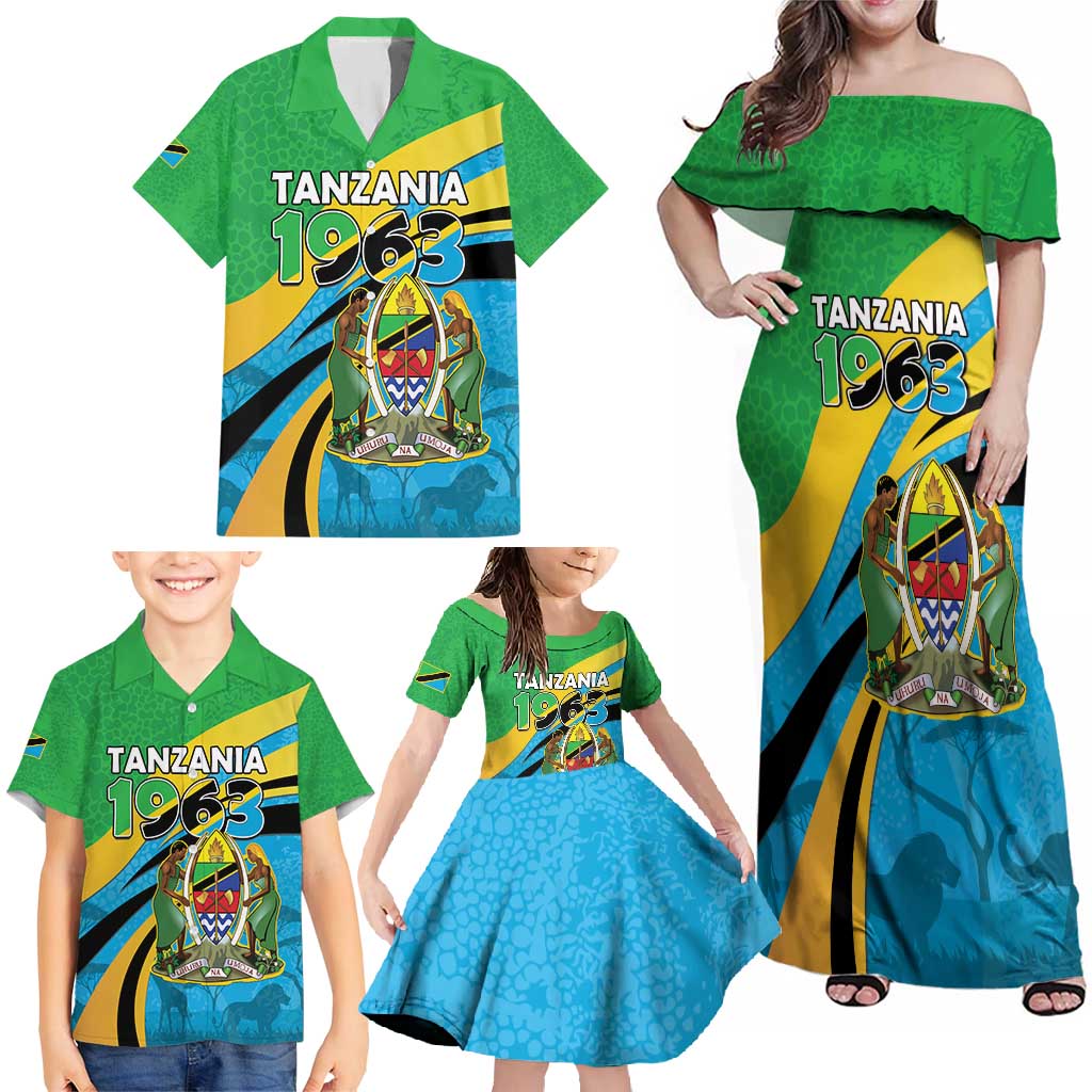 Personalized Tanzania 1963 Family Matching Off Shoulder Maxi Dress and Hawaiian Shirt Happy Independence Day - Wonder Print Shop