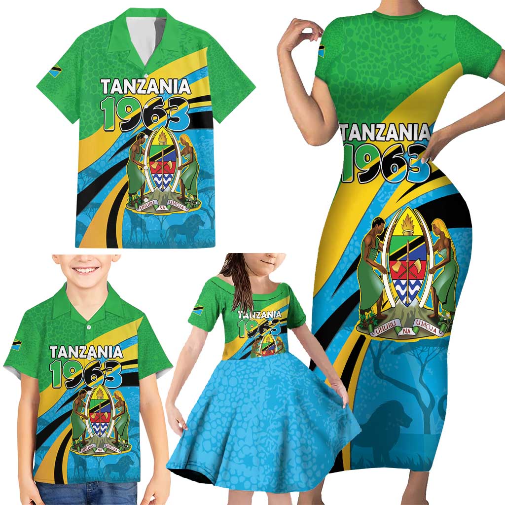 Personalized Tanzania 1963 Family Matching Short Sleeve Bodycon Dress and Hawaiian Shirt Happy Independence Day - Wonder Print Shop