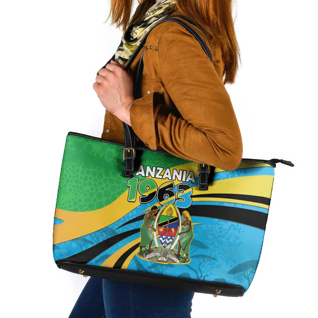 Tanzania 1963 Leather Tote Bag Happy Independence Day - Wonder Print Shop