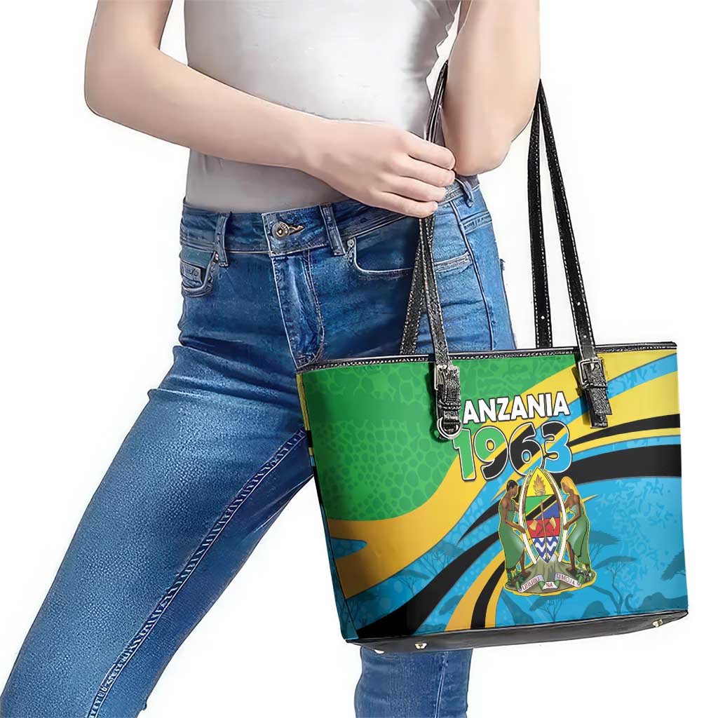 Tanzania 1963 Leather Tote Bag Happy Independence Day - Wonder Print Shop