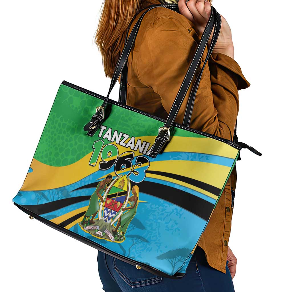 Tanzania 1963 Leather Tote Bag Happy Independence Day - Wonder Print Shop