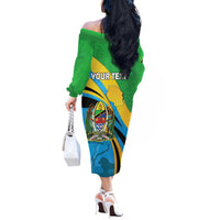 Personalized Tanzania 1963 Off The Shoulder Long Sleeve Dress Happy Independence Day - Wonder Print Shop