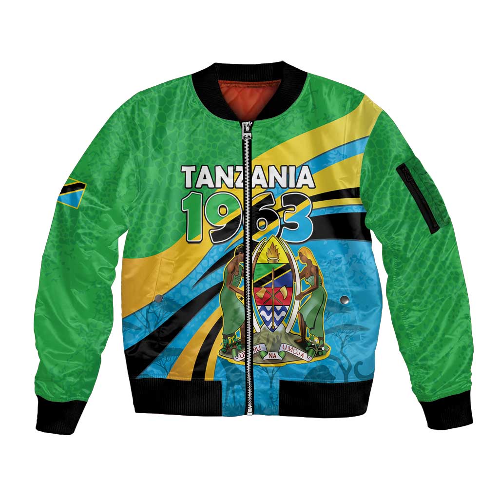 Personalized Tanzania 1963 Sleeve Zip Bomber Jacket Happy Independence Day - Wonder Print Shop