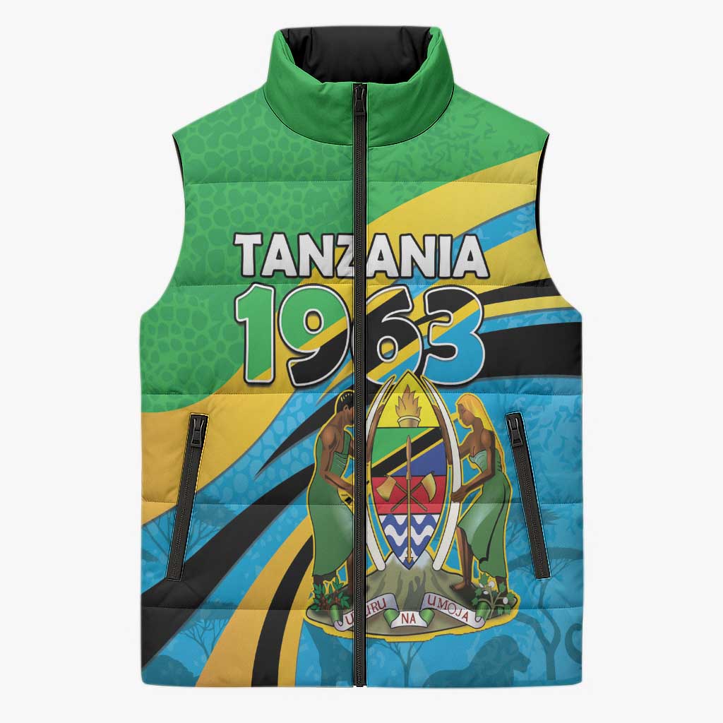 Personalized Tanzania 1963 Sleeveless Puffer Jacket Happy Independence Day - Wonder Print Shop