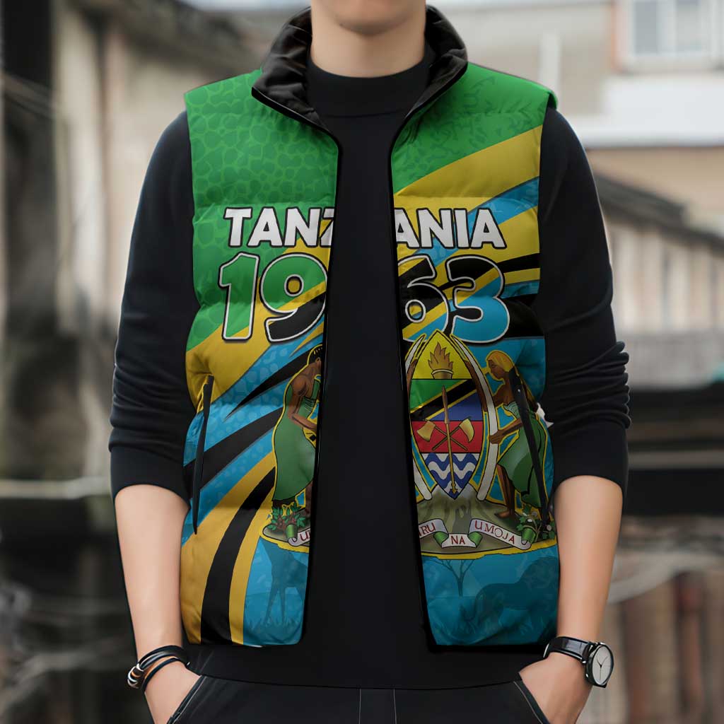 Personalized Tanzania 1963 Sleeveless Puffer Jacket Happy Independence Day - Wonder Print Shop
