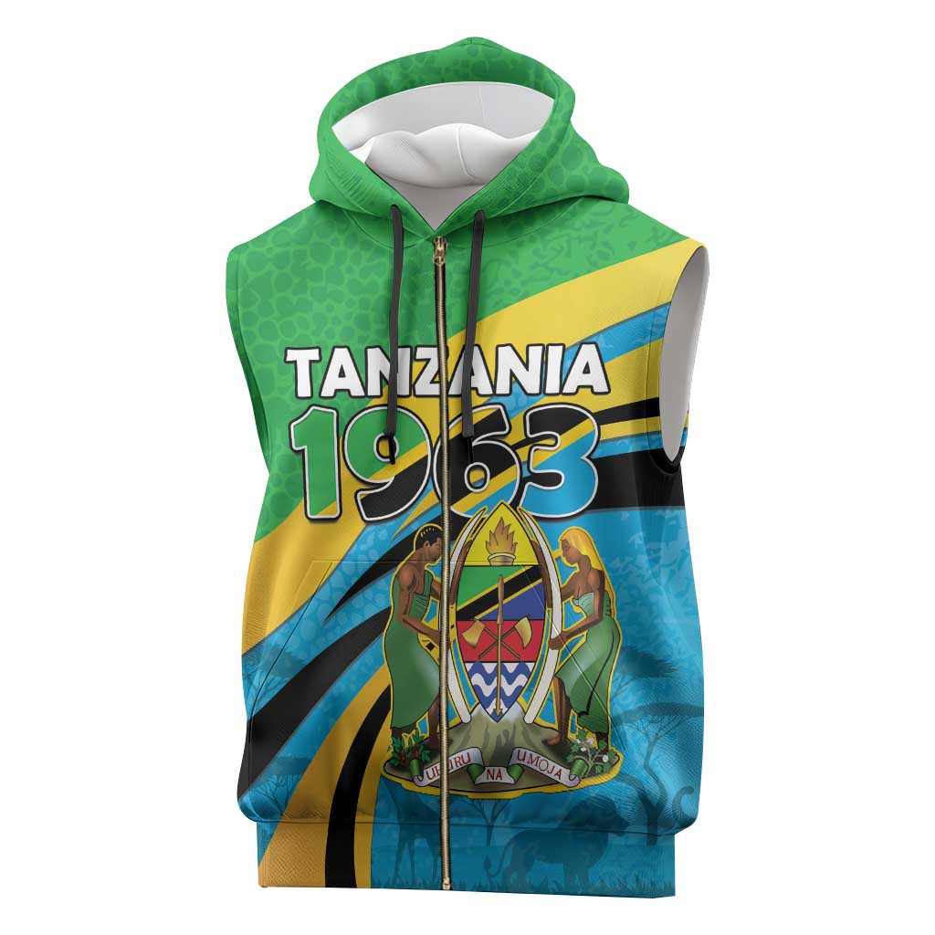 Personalized Tanzania 1963 Sleeveless Zip Hoodie Happy Independence Day - Wonder Print Shop