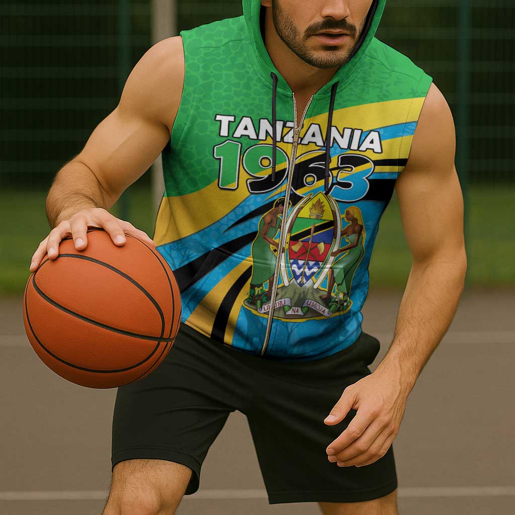 Personalized Tanzania 1963 Sleeveless Zip Hoodie Happy Independence Day - Wonder Print Shop