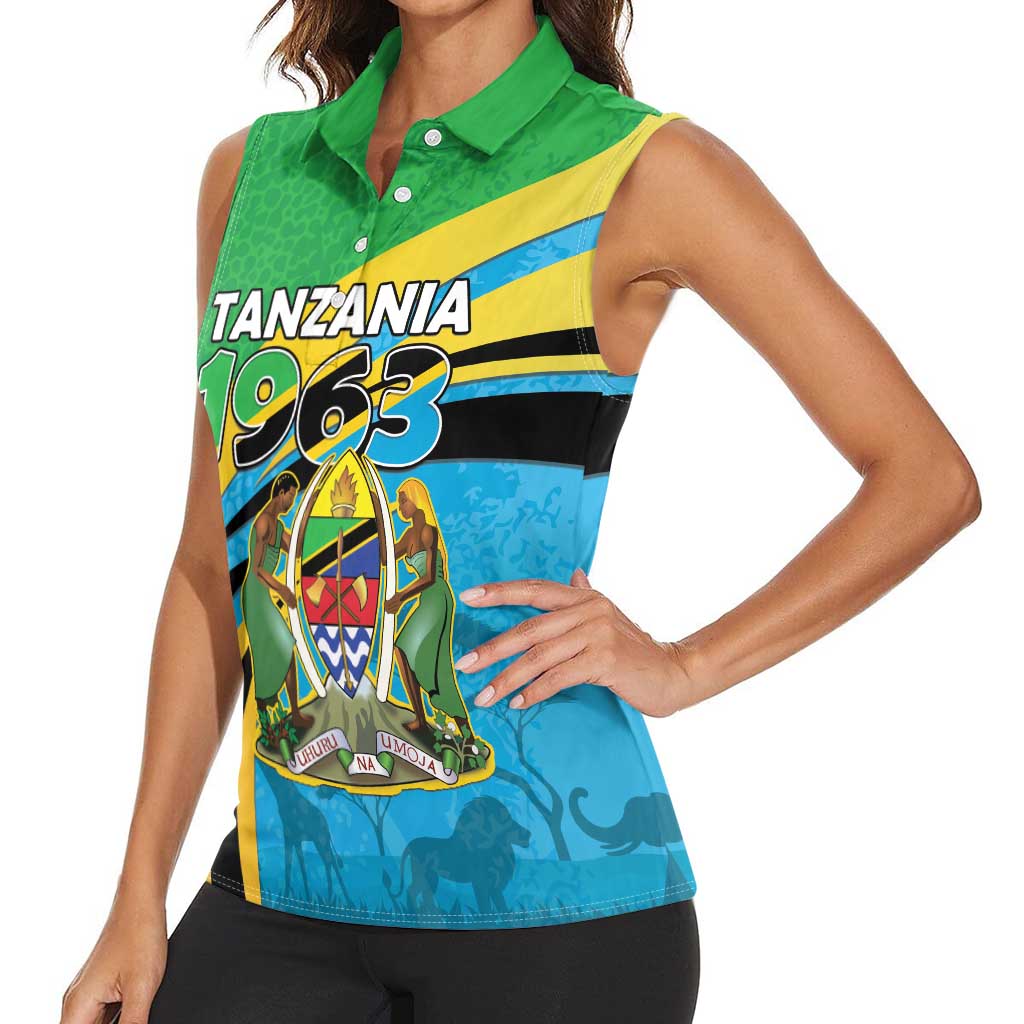 Personalized Tanzania 1963 Women Sleeveless Polo Shirt Happy Independence Day - Wonder Print Shop