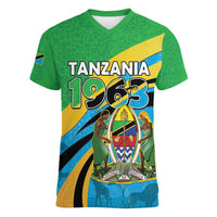 Personalized Tanzania 1963 Women V-Neck T-Shirt Happy Independence Day - Wonder Print Shop