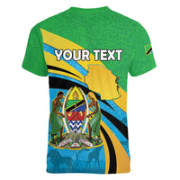 Personalized Tanzania 1963 Women V-Neck T-Shirt Happy Independence Day - Wonder Print Shop