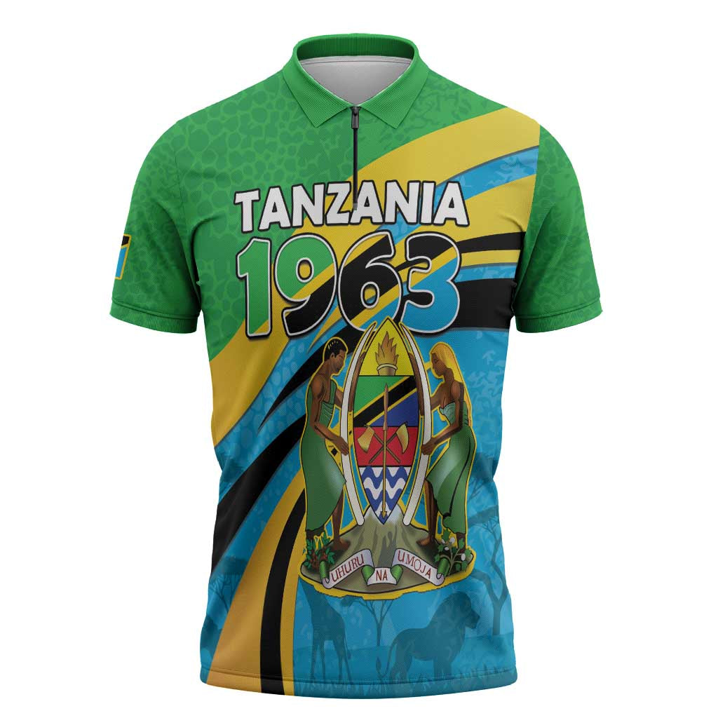 Personalized Tanzania 1963 Zipper Polo Shirt Happy Independence Day - Wonder Print Shop