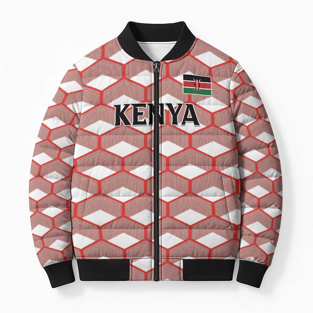 Personalized Kenya Athletics White Jersey Bomber Puffer Jacket - Wonder Print Shop