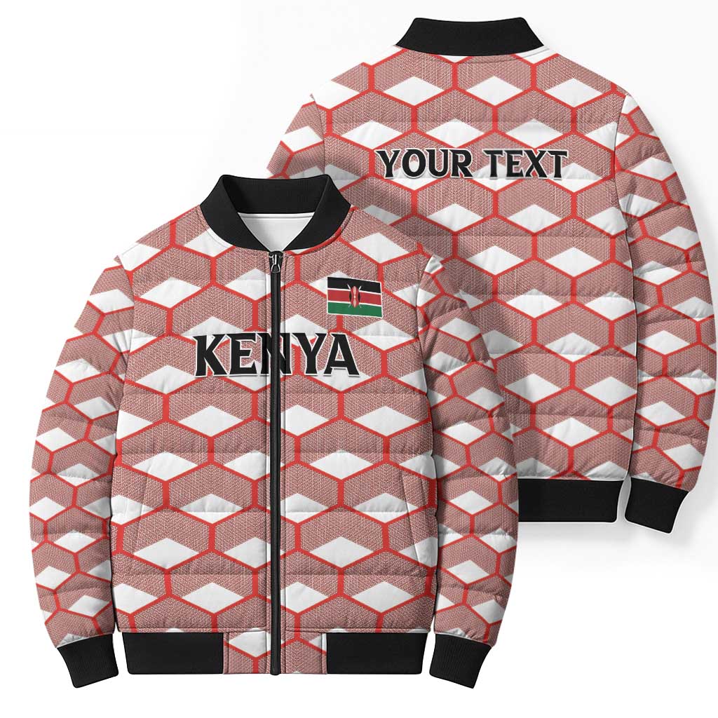Personalized Kenya Athletics White Jersey Bomber Puffer Jacket - Wonder Print Shop