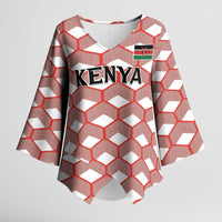 Personalized Kenya Athletics White Jersey Kimono Sleeve Blouse - Wonder Print Shop