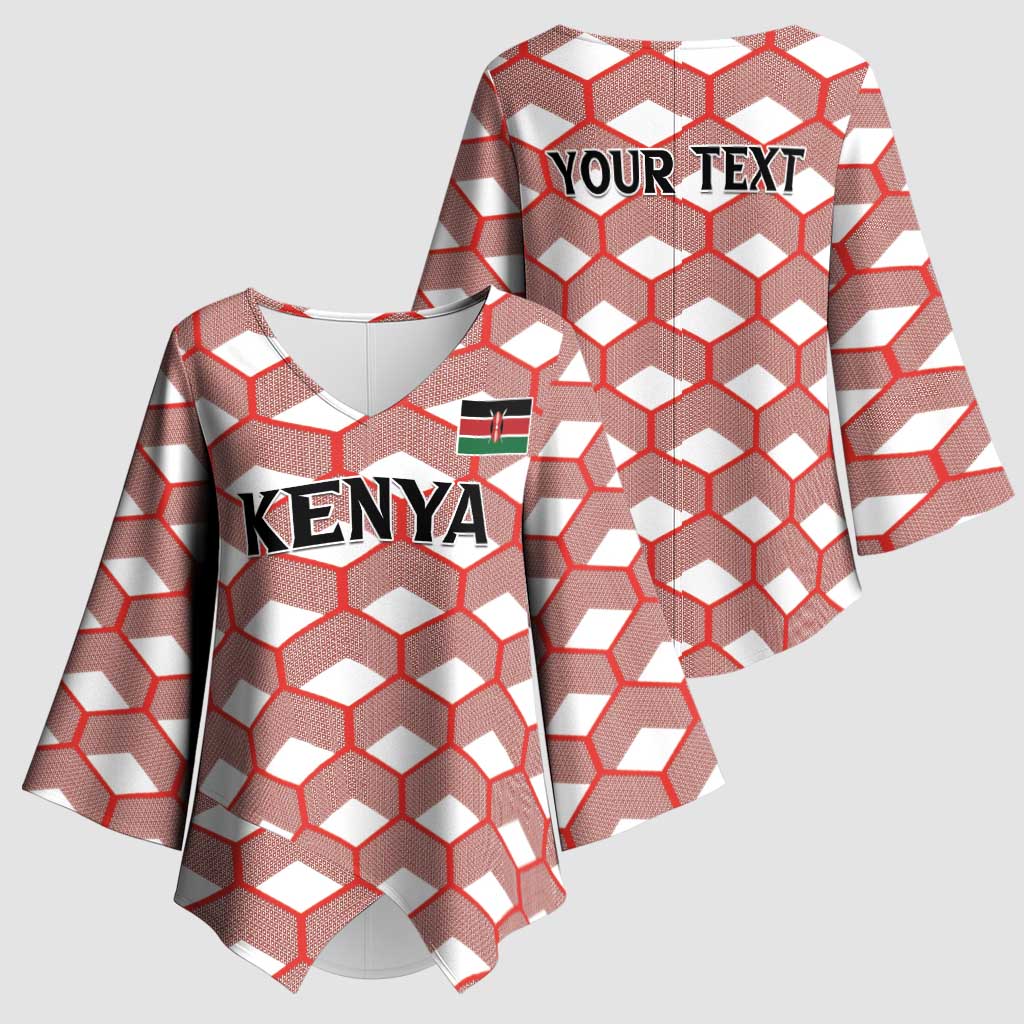 Personalized Kenya Athletics White Jersey Kimono Sleeve Blouse - Wonder Print Shop