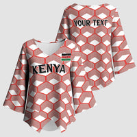 Personalized Kenya Athletics White Jersey Kimono Sleeve Blouse - Wonder Print Shop