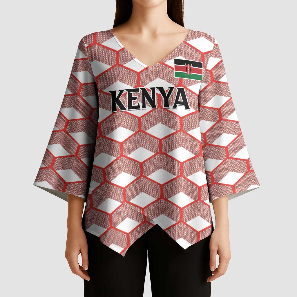 Personalized Kenya Athletics White Jersey Kimono Sleeve Blouse - Wonder Print Shop
