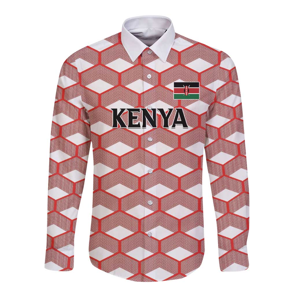 Personalized Kenya Athletics White Jersey Long Sleeve Button Shirt - Wonder Print Shop