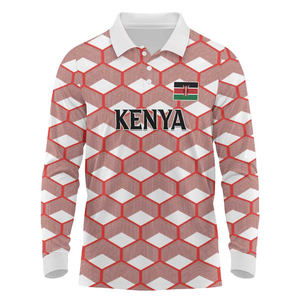 Personalized Kenya Athletics White Jersey Long Sleeve Polo Shirt - Wonder Print Shop