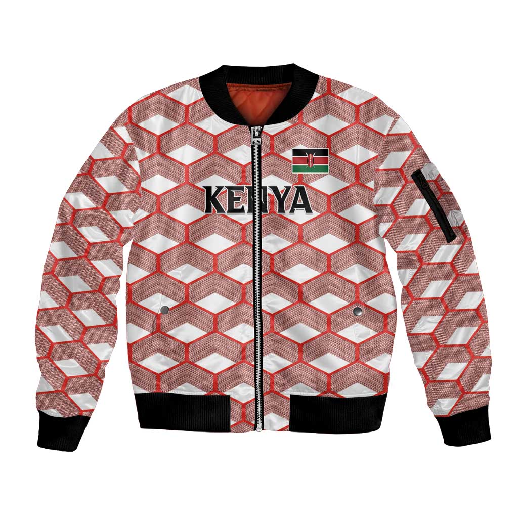 Personalized Kenya Athletics White Jersey Sleeve Zip Bomber Jacket - Wonder Print Shop