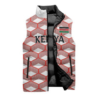 Personalized Kenya Athletics White Jersey Sleeveless Puffer Jacket - Wonder Print Shop