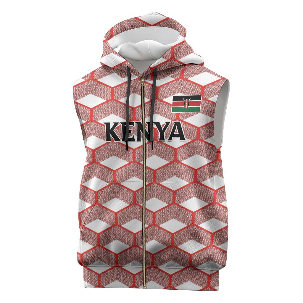 Personalized Kenya Athletics White Jersey Sleeveless Zip Hoodie - Wonder Print Shop