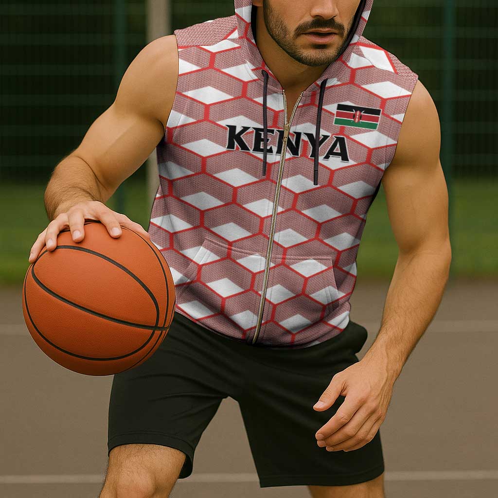 Personalized Kenya Athletics White Jersey Sleeveless Zip Hoodie - Wonder Print Shop