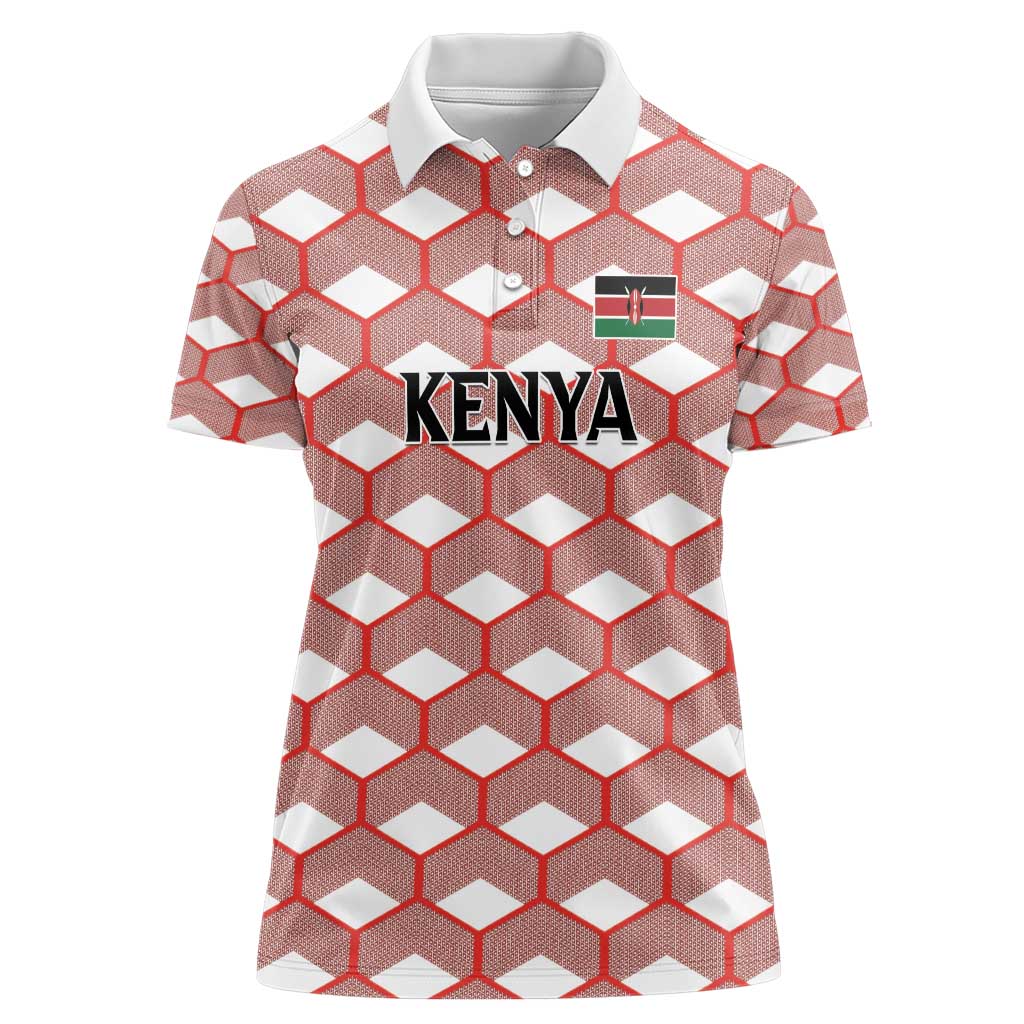 Personalized Kenya Athletics White Jersey Women Polo Shirt - Wonder Print Shop