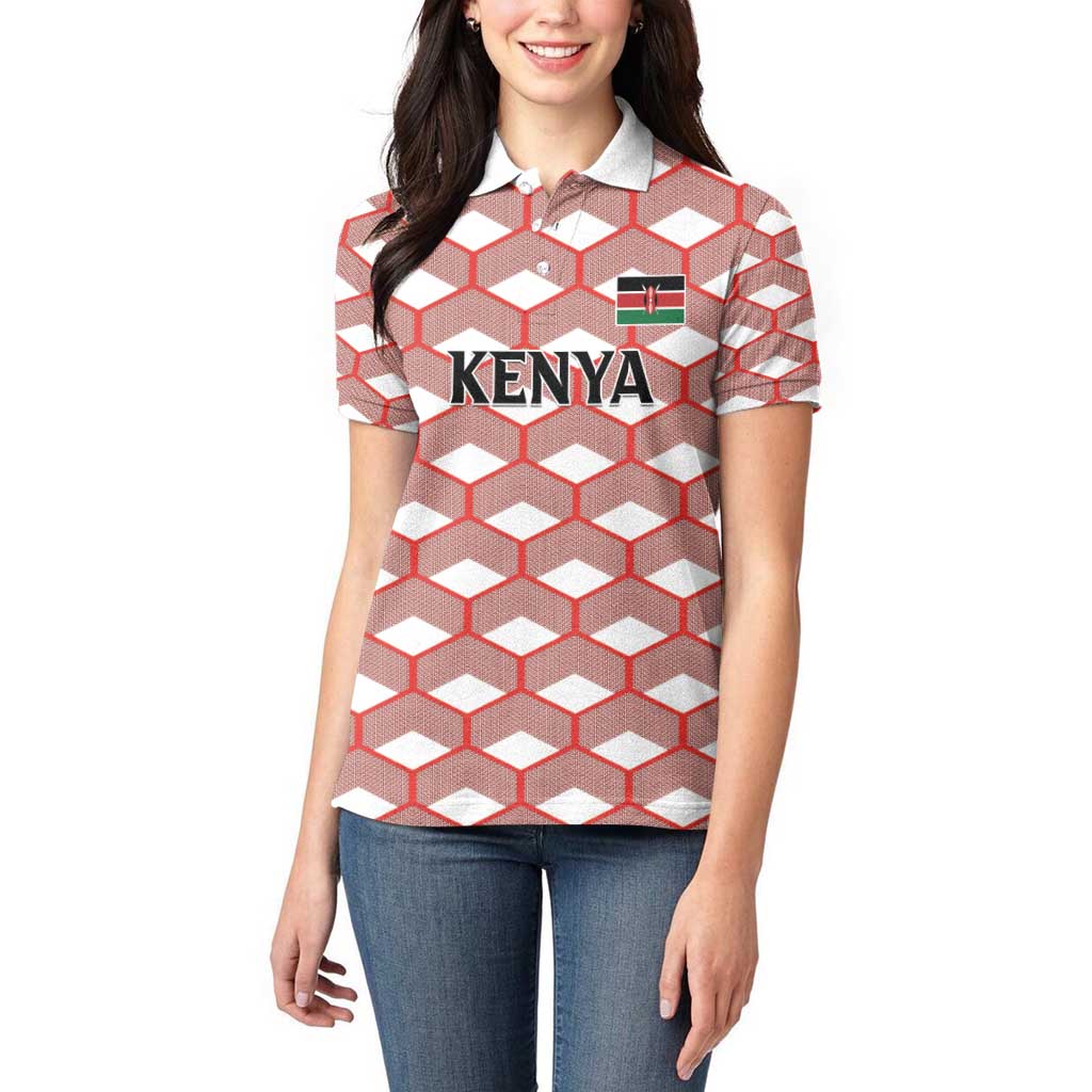Personalized Kenya Athletics White Jersey Women Polo Shirt - Wonder Print Shop