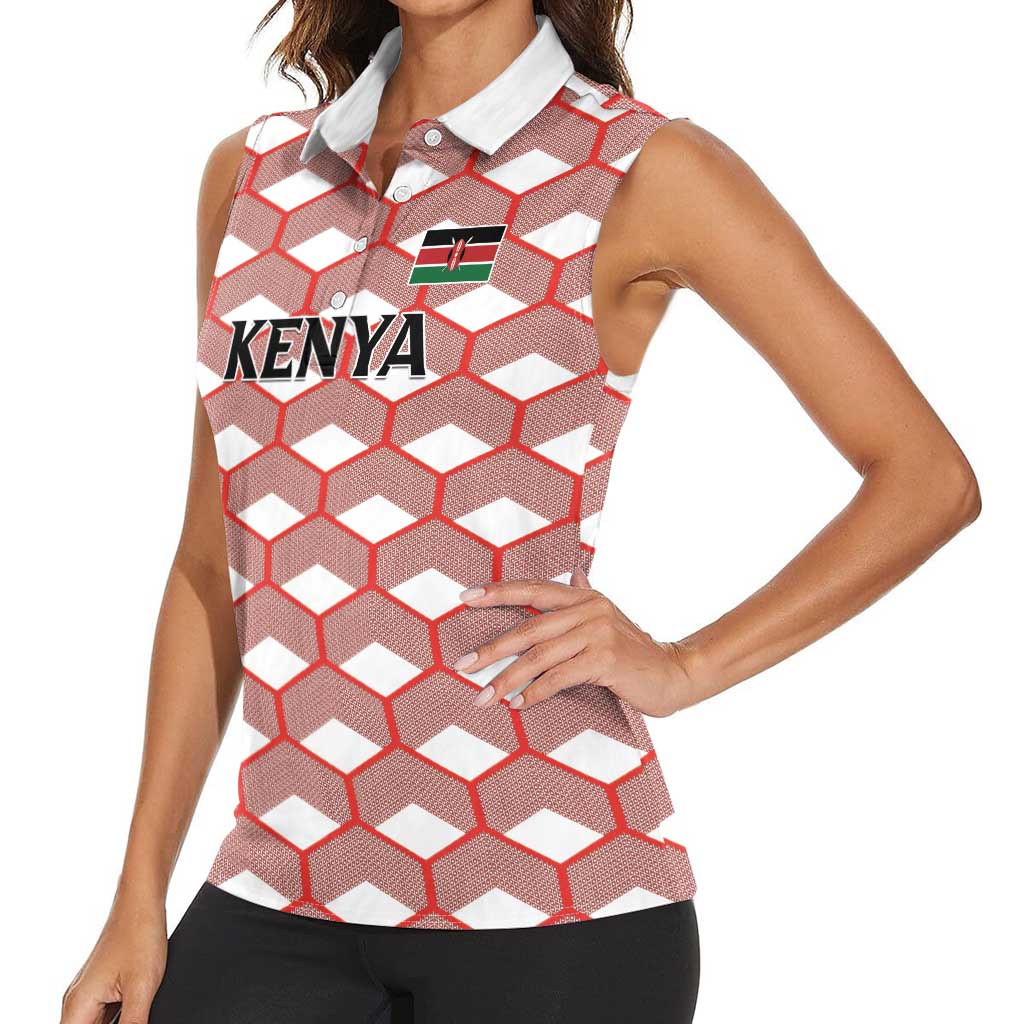 Personalized Kenya Athletics White Jersey Women Sleeveless Polo Shirt - Wonder Print Shop