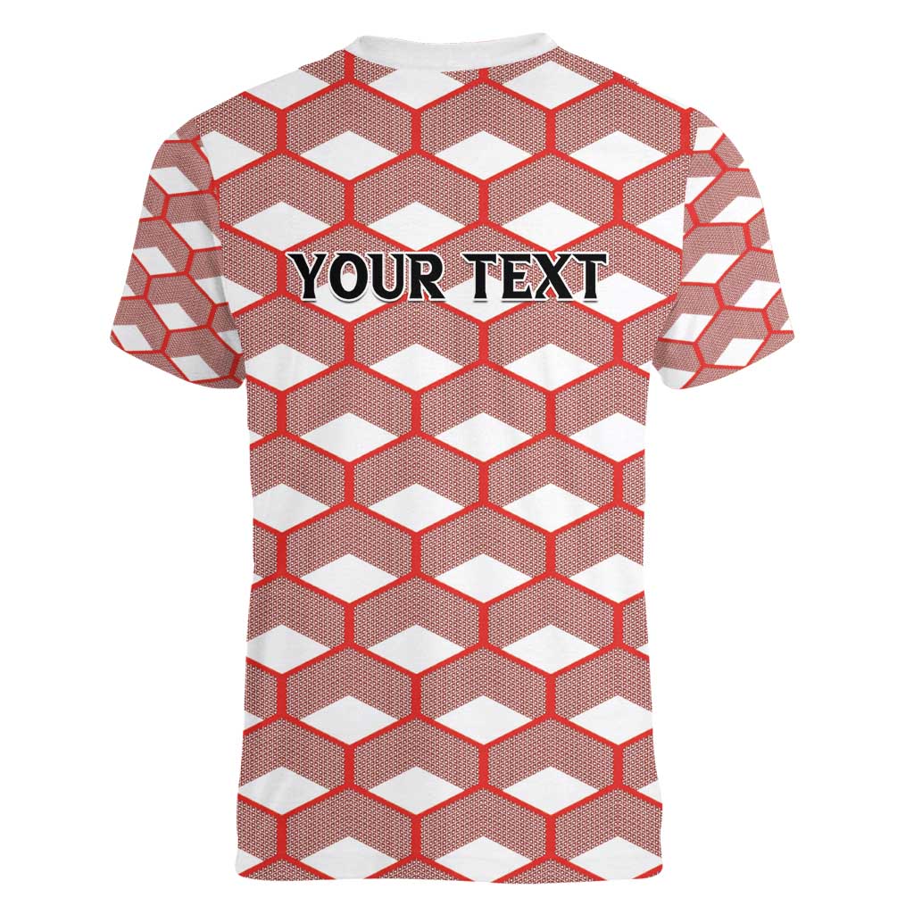 Personalized Kenya Athletics White Jersey Women V-Neck T-Shirt - Wonder Print Shop