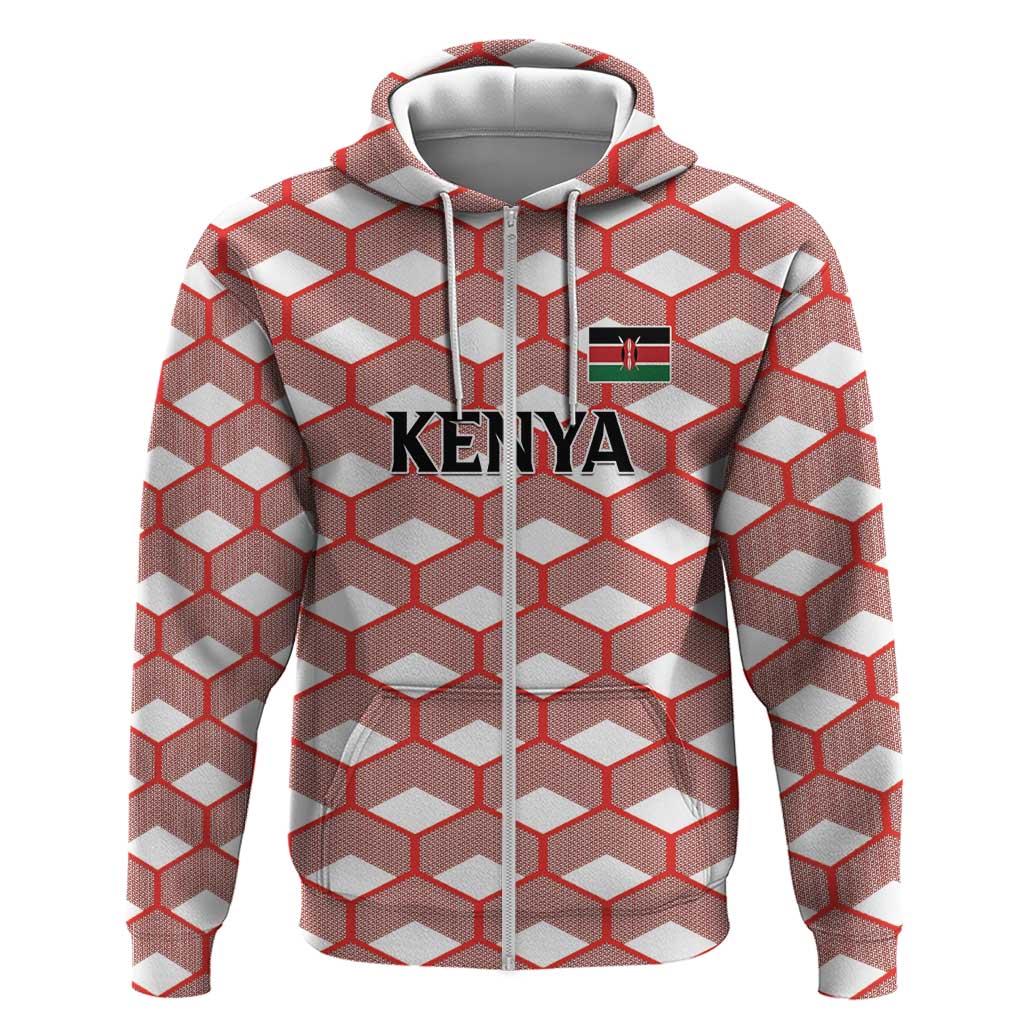 Personalized Kenya Athletics White Jersey Zip Hoodie - Wonder Print Shop