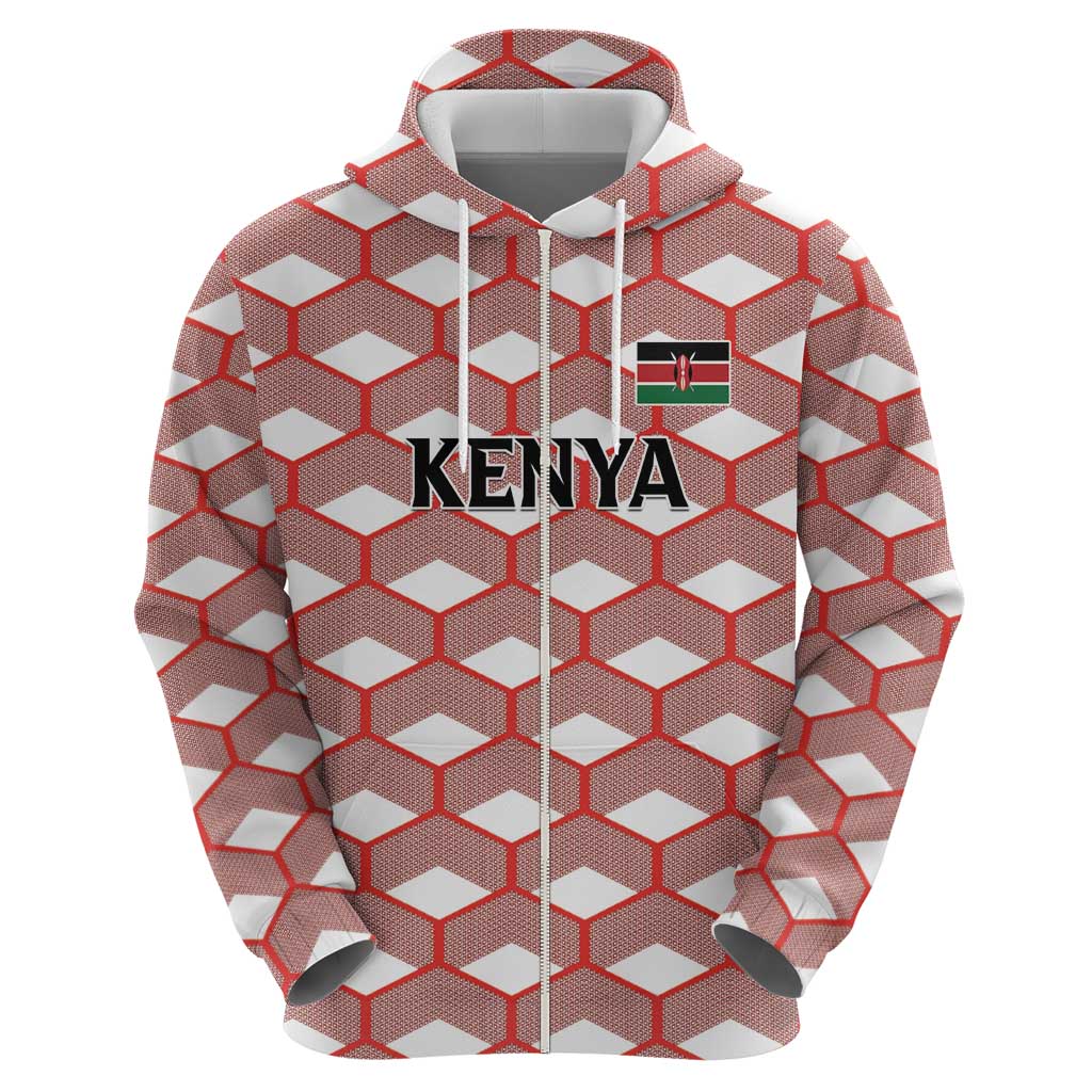 Personalized Kenya Athletics White Jersey Zip Hoodie - Wonder Print Shop