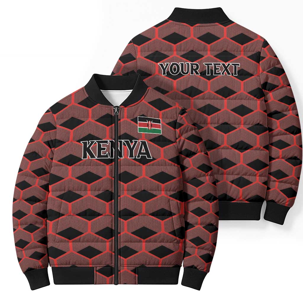 Personalized Kenya Athletics Black Jersey Bomber Puffer Jacket - Wonder Print Shop