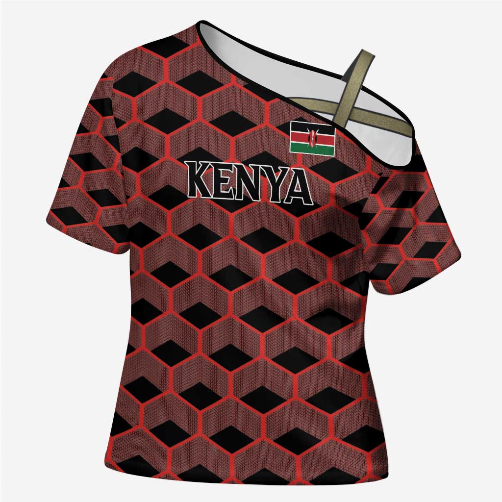 Personalized Kenya Athletics Black Jersey Cross Shoulder Shirt - Wonder Print Shop
