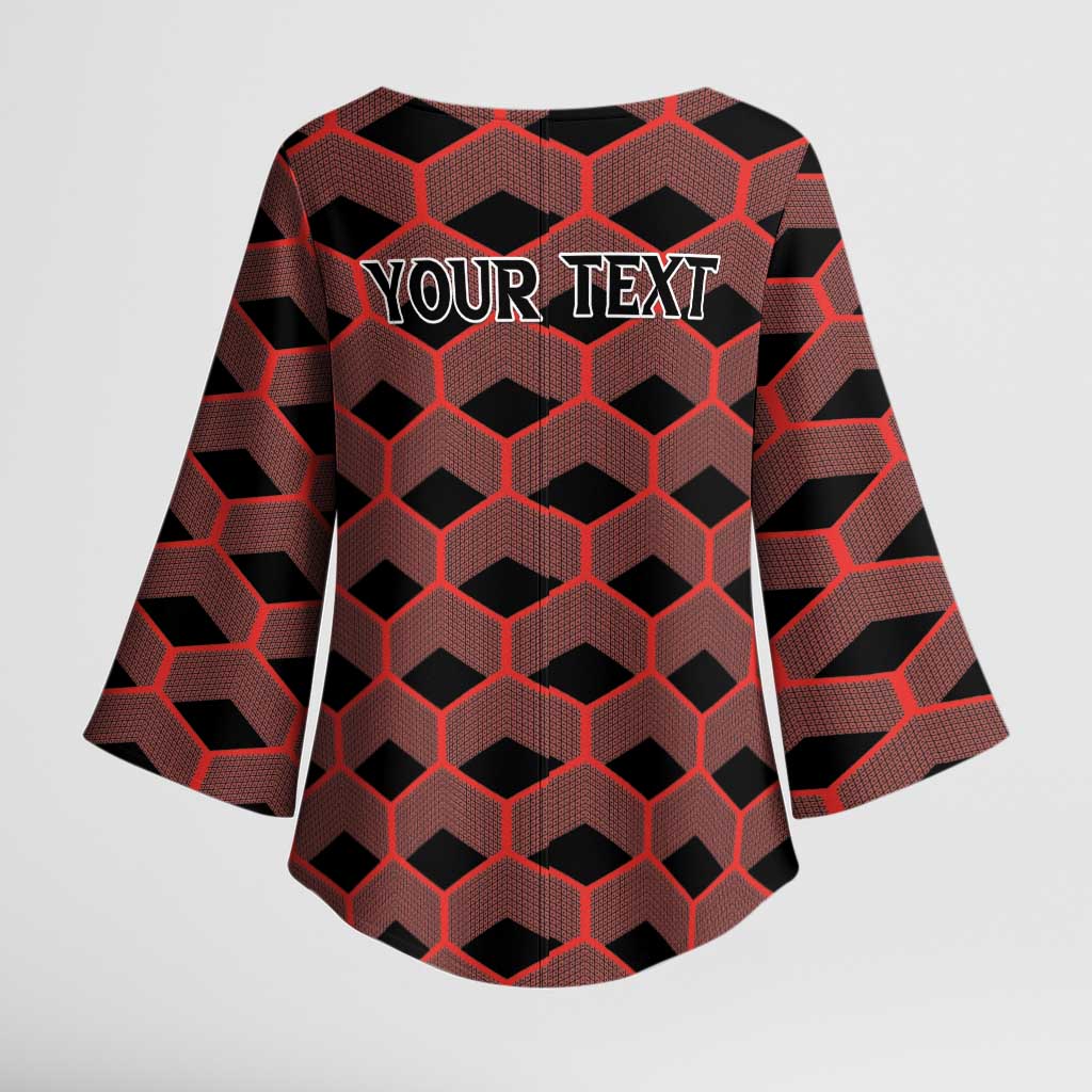 Personalized Kenya Athletics Black Jersey Kimono Sleeve Blouse - Wonder Print Shop