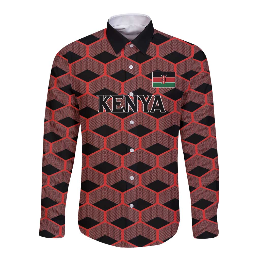 Personalized Kenya Athletics Black Jersey Long Sleeve Button Shirt - Wonder Print Shop