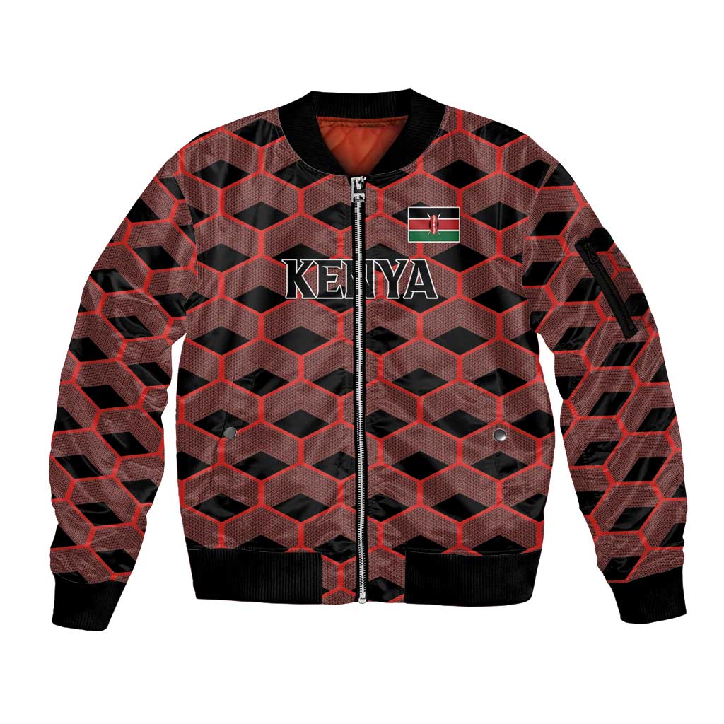 Personalized Kenya Athletics Black Jersey Sleeve Zip Bomber Jacket - Wonder Print Shop