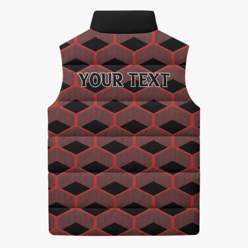 Personalized Kenya Athletics Black Jersey Sleeveless Puffer Jacket - Wonder Print Shop