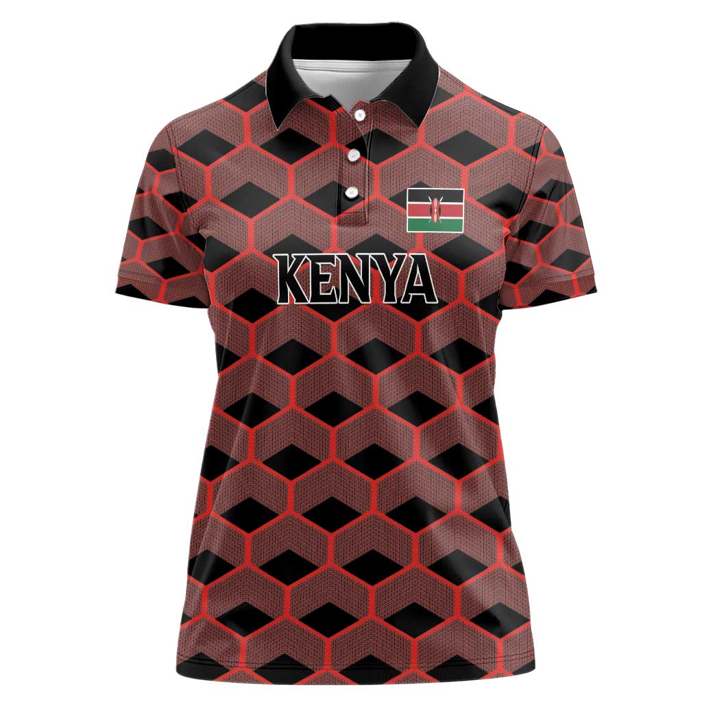 Personalized Kenya Athletics Black Jersey Women Polo Shirt - Wonder Print Shop