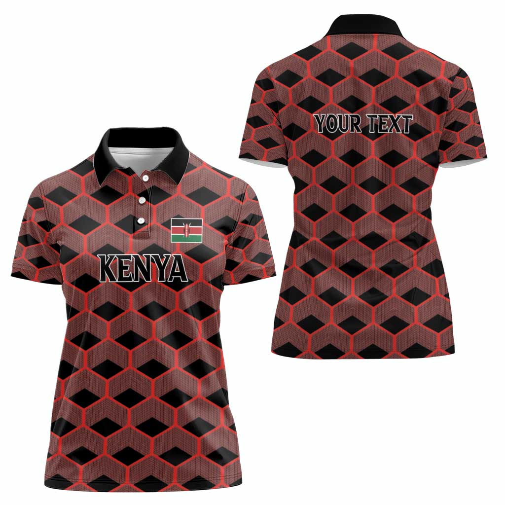 Personalized Kenya Athletics Black Jersey Women Polo Shirt - Wonder Print Shop