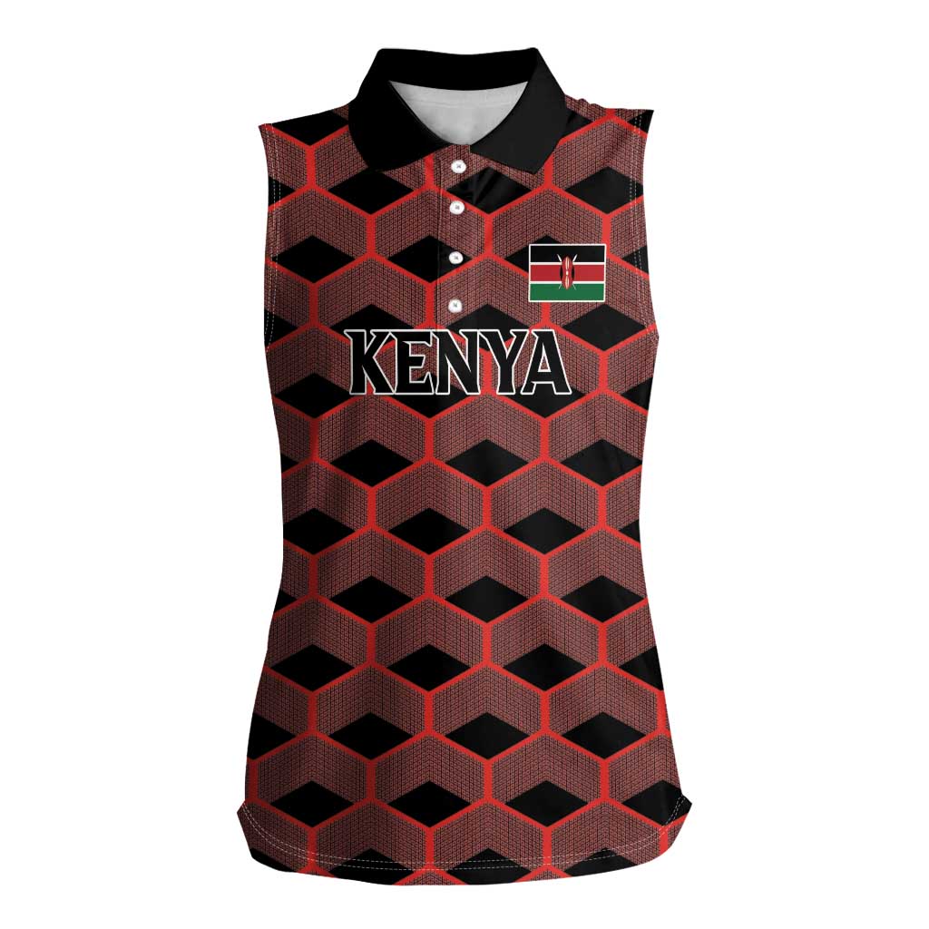 Personalized Kenya Athletics Black Jersey Women Sleeveless Polo Shirt - Wonder Print Shop