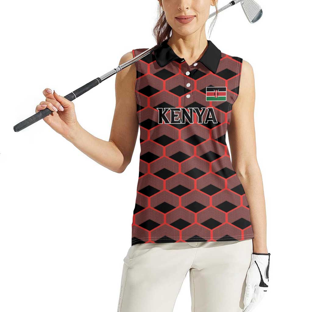 Personalized Kenya Athletics Black Jersey Women Sleeveless Polo Shirt - Wonder Print Shop