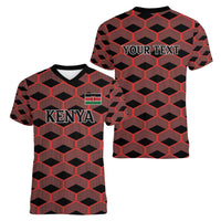 Personalized Kenya Athletics Black Jersey Women V-Neck T-Shirt - Wonder Print Shop