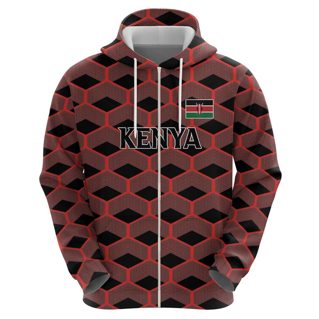 Personalized Kenya Athletics Black Jersey Zip Hoodie - Wonder Print Shop