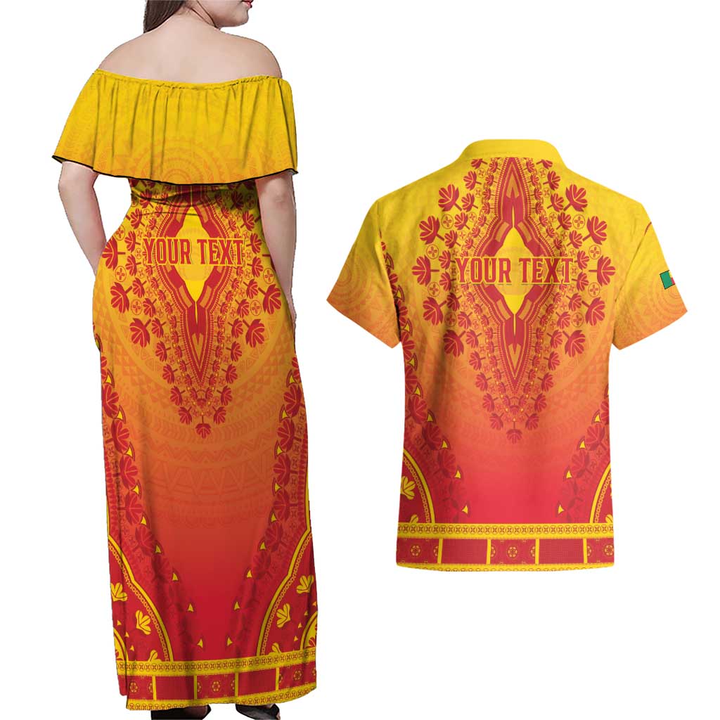 Personalized Benin African Dashiki Couples Matching Off Shoulder Maxi Dress and Hawaiian Shirt - Wonder Print Shop