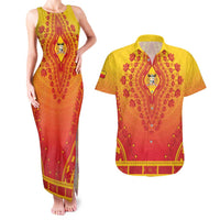 Personalized Benin African Dashiki Couples Matching Tank Maxi Dress and Hawaiian Shirt - Wonder Print Shop