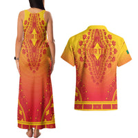 Personalized Benin African Dashiki Couples Matching Tank Maxi Dress and Hawaiian Shirt - Wonder Print Shop